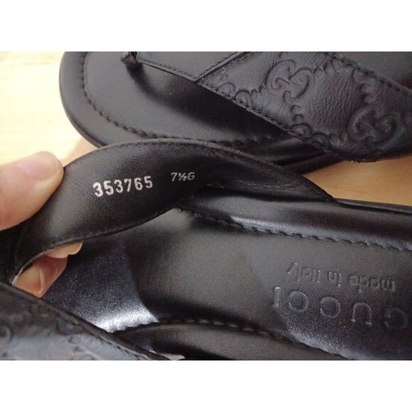 Lot Of 2 Gucci GG Black Red Leather Thong Men Sandal Slide US7.5 EU40 GUCCI/UK7G main image 5